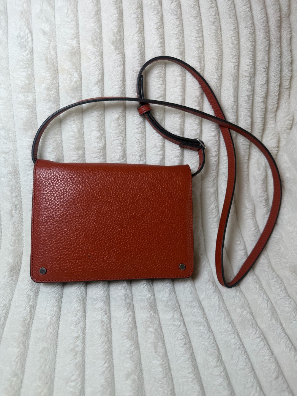 Treasure & Bond Lex Pebbled Leather Crossbody Bag Cognac Brown